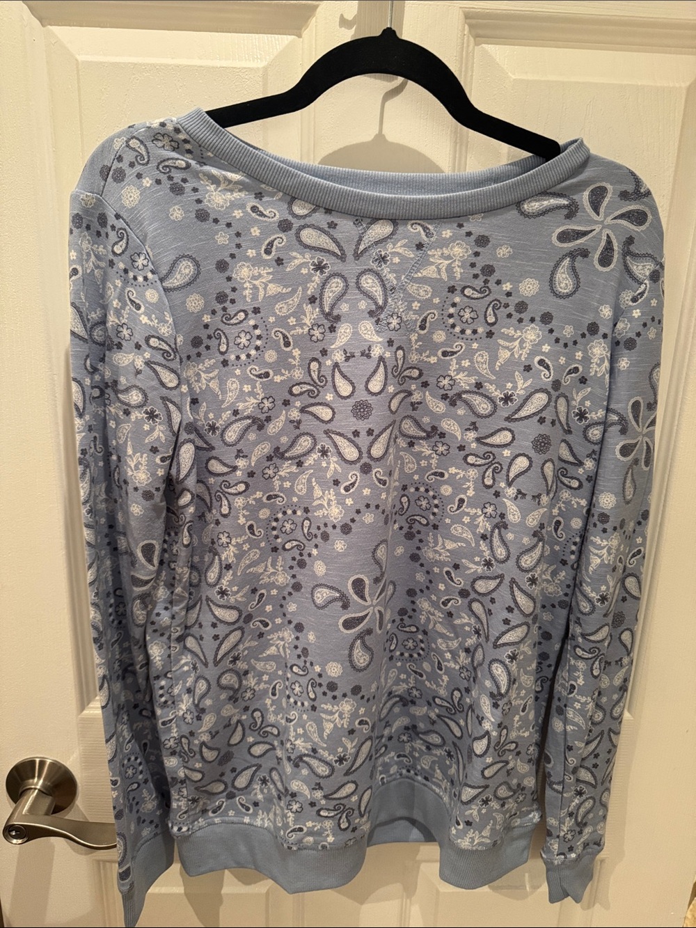 Emily Daniel’s Light Blue Paisley-Print Long Sleeve Women's Top